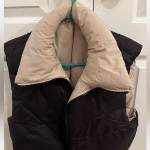 Zara Black and Cream Puffer Vest